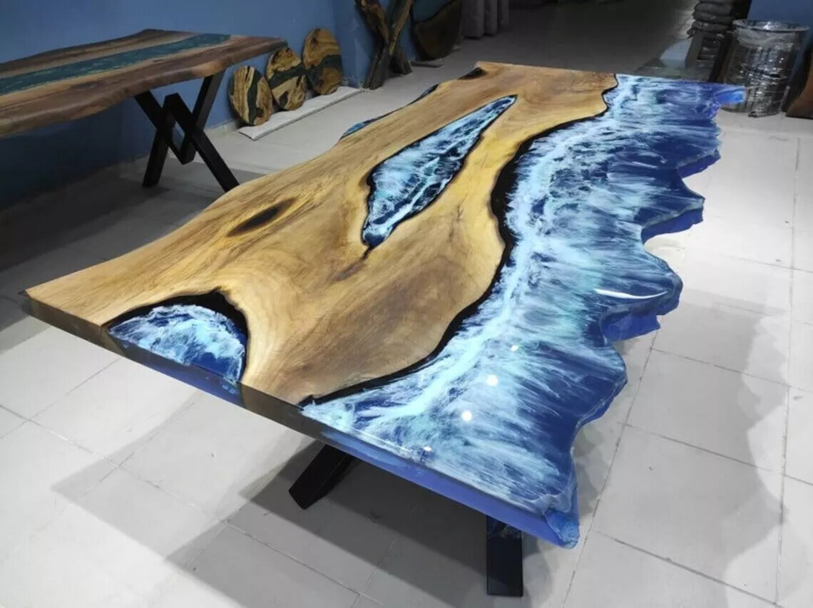 Epoxy Resin Modern Dining Kitchen Sofa Coffee Table with Artistic Design  