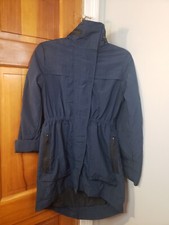 Seven7 Women's Navy Blue Plaid Double Closure Parka Sz Xs