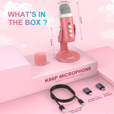 Haomuren Usb-Kondensatormikrofon, Rosa Studio-Aufnahmemikrofon Für PC, Mac, Comp