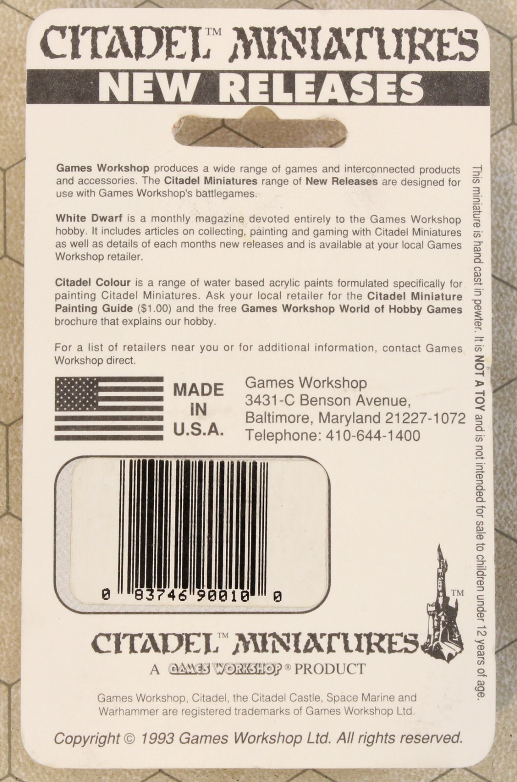 1993 NOS 40k Warhammer Citadel Miniatures 9001 Space Marine Doom