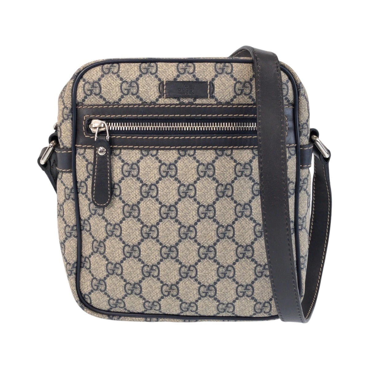 Sac bandoulière GUCCI 233268 Pochette gris marine argent matériel GG toile suprême