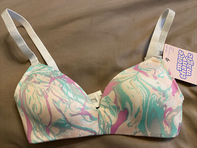 More Than Magic Marble Print Convertible Padded Bra Silver Glitter Straps Sz 32A