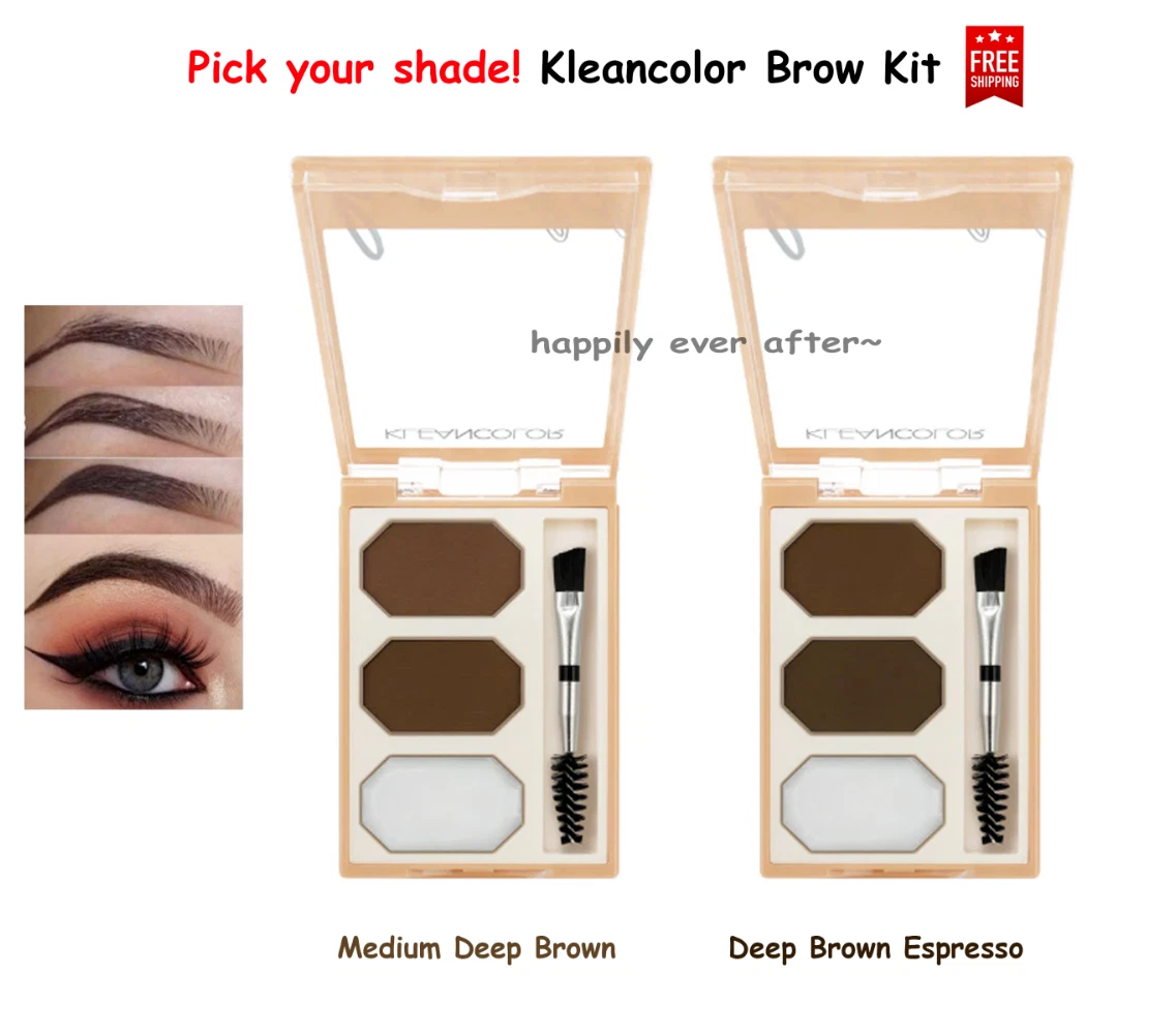 Kleancolor Brow Powder & Brow Setting Wax Kit - Dual Sided