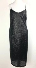 ASOS UK8 Black Sequin Midi Slip Strappy Dress Evening Party NYE *see description