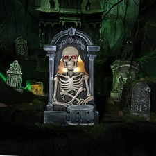 3-Ft. Animatronic Animatronic Skeleton Drum Light  Music Halloween Decoration
