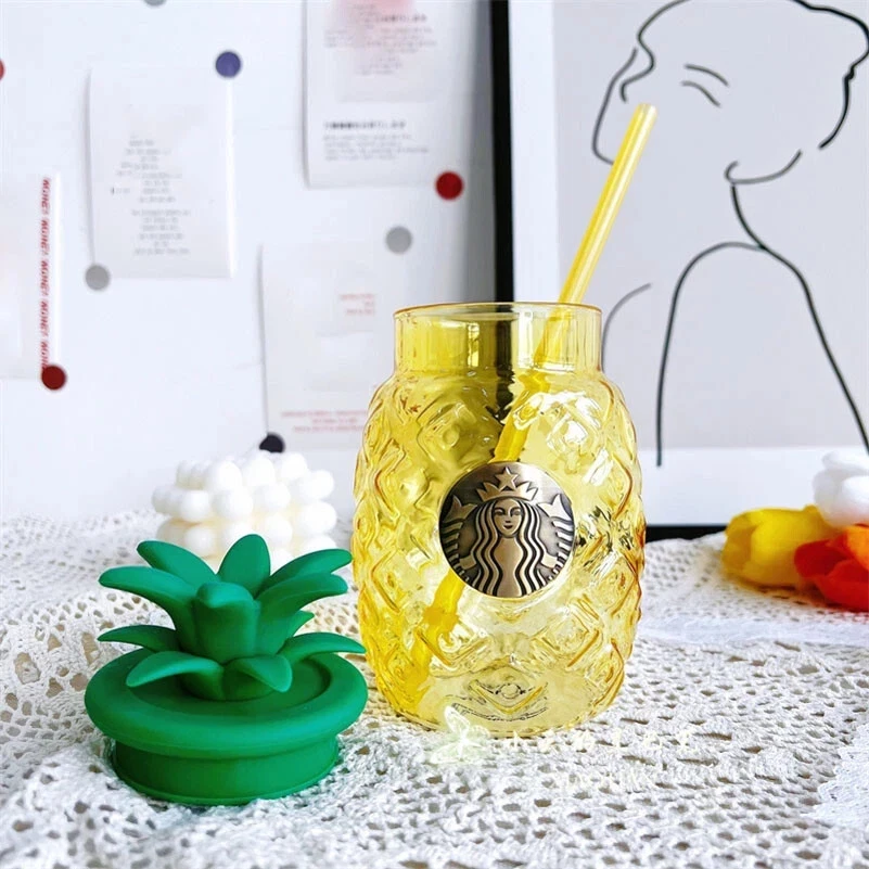 New 2021 Starbucks China Summer Yellow Pineapple 20oz Glass Straw Cup - Image 2 of 4
