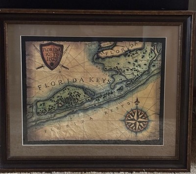 Map Of Florida Keys 1829 - Signed And Numbered Rich Britnell