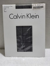 NEW VINTAGE CALVIN KLEIN WINDOWPANE SHEER CONTROL TOP PANTYHOSE BLACK SIZE D