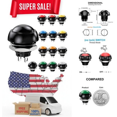 Versatile Waterproof 12MM Mini Push Button Switch Set - 14PCS Colorful Options