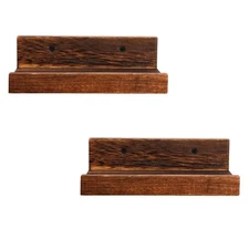 2 Pack 8x5.5 inch Small Natural Wooden Floating Shelves Picture Ledge Wall