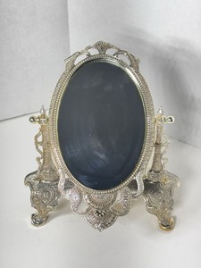 Vintage Silver Tone Plated Vanity Table Mirror Ornate
