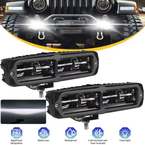 Spot Flood Work Lamp For ATV SUV Truck Offroad 2X 6inch White LED Work Light Bar