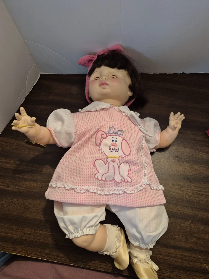 Muñeca bebé rubia Effanbee 1969 ciruela de azúcar 20" ojos dormidos cuerpo de tela Foto 4 de 4