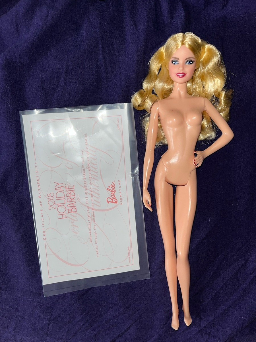 Barbie FRN69 2018 Holiday Doll in Red Dress and Doll Stand for