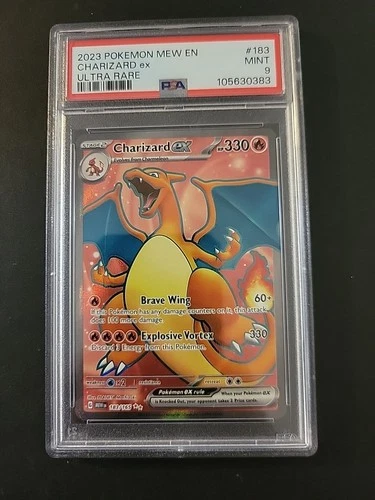 Pokémon 2023 PSA 9 MINT Charizard EX 183 MEW Ultra Rare