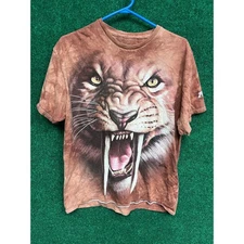 Y2K TREX Tiger Print Brown Tie Dye T-Shirt Sz Medium Huge Print 