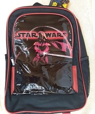 STAR WARS Backpack NEW Full Size 16"x12"x4" DARTH VADER Book Bag Lightsaber NWT