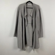Kasper Open Front Jacket Size 2X Gray Draped Long Sleeve Stretch