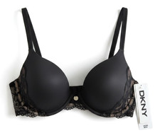 DKNY Signature Skin Fit to Flex Demi Bra 36D 453231 Black Lace Lined MSRP 44