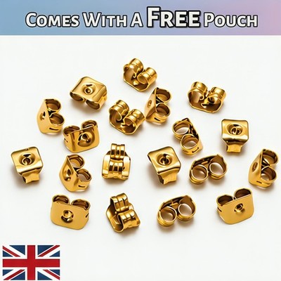 GOLD CHIRURGISCHER EDELSTAHL Metall OHRSTECKER SCHMETTERLING RÜCKEN Stopper aus UK