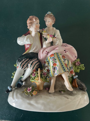 Porzellan-Figur Galantes Paar Thüringen Germany um 1975 Hoch 16,7cm Lang 16,4cm