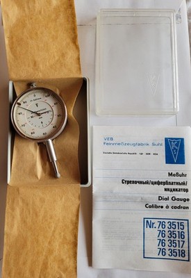 DDR VEB Feinmeßzeugfabrik Suhl Meßuhr, 0 ... 10mm, neu & OVP, Auflösung 0,01mm,