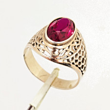 Vintage Chic Soviet RING Silver ⭐️875 stamp Star USSR with Ruby- 11.5US | UA #85