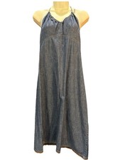 Gap Denim Halter Dress sz. 8 sleeveless lightweight open back summer chambray 