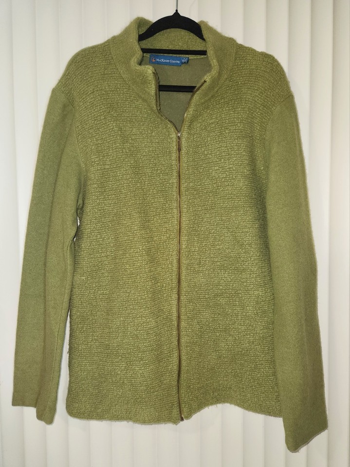 XL Mackenzie Country 70% Marino Wool Angora Sportsware Jacket Green New Zealand