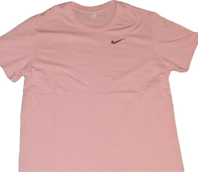 Nike Pink Cotton Jersey T-Shirt M Unisex Short Sleeve Crew Neck Logo Accent