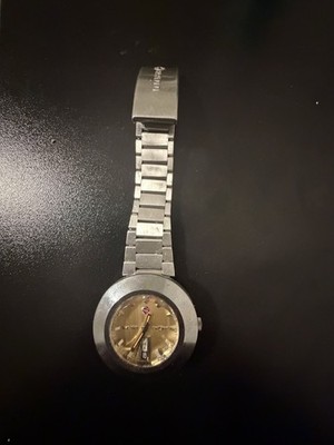 Vintage Rado DiaStar Men s Gold Dial Day-Date Stainless Steel Watch Runs