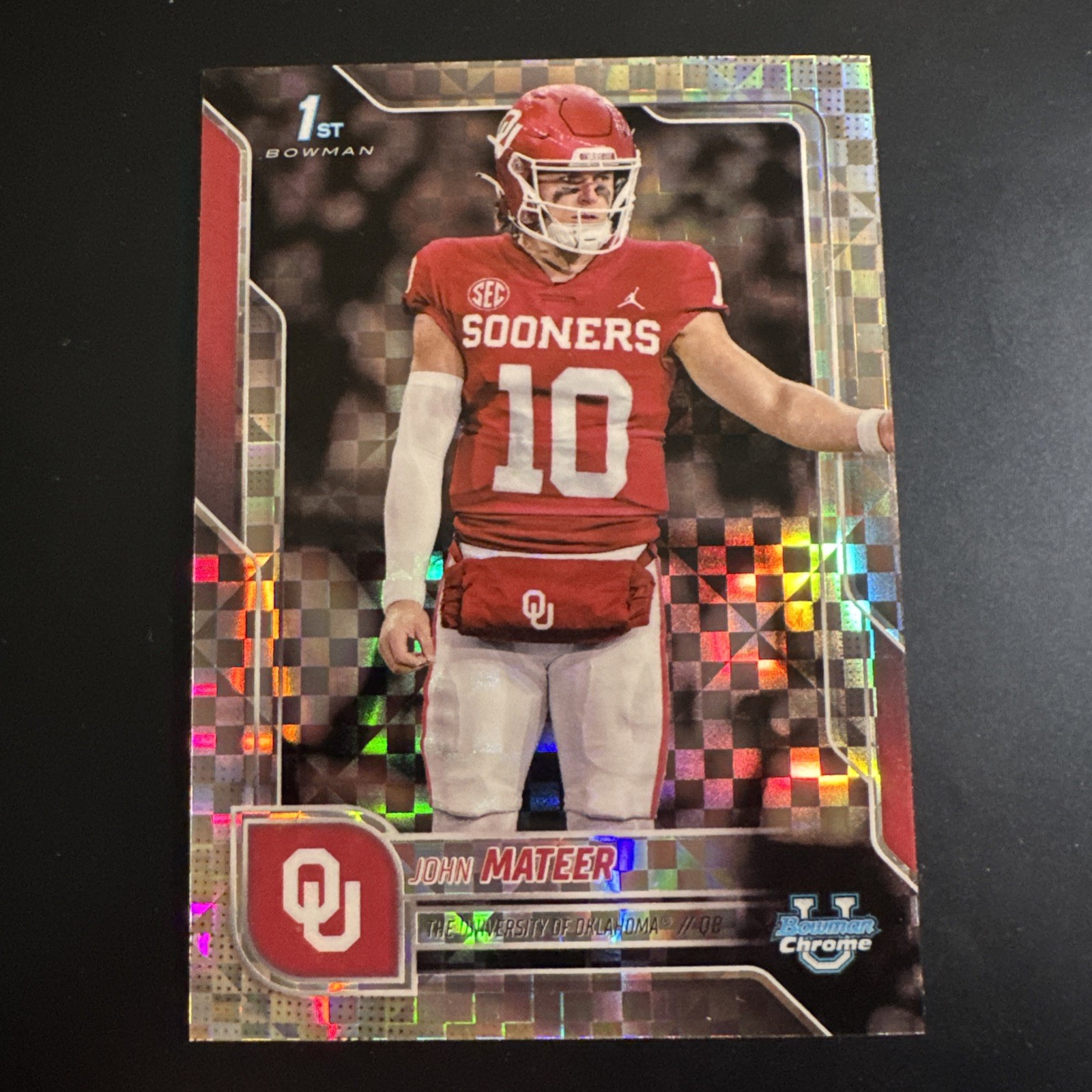 2025 Bowman University Chrome John Mateer 1st Bowman X-Fractor