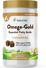 NaturVet Omega-Gold Essential Fatty Acids Dogs and Cats 180 Soft Chews - 3 Pack