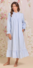 Nwt Eileen West Blue 100 Cotton Flannel HIGHNECK 50" Long Ballet Nightgown Sz S