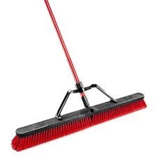 36 In. High Power Multi-Surface Push Broom Set with Brace and 60 In. Steel Handl