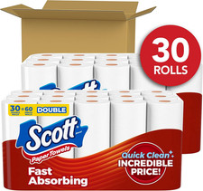 NEW Scott Paper Towels Bulk 60 Regular Rolls 30 Double Rolls 2 Packs of 15 White