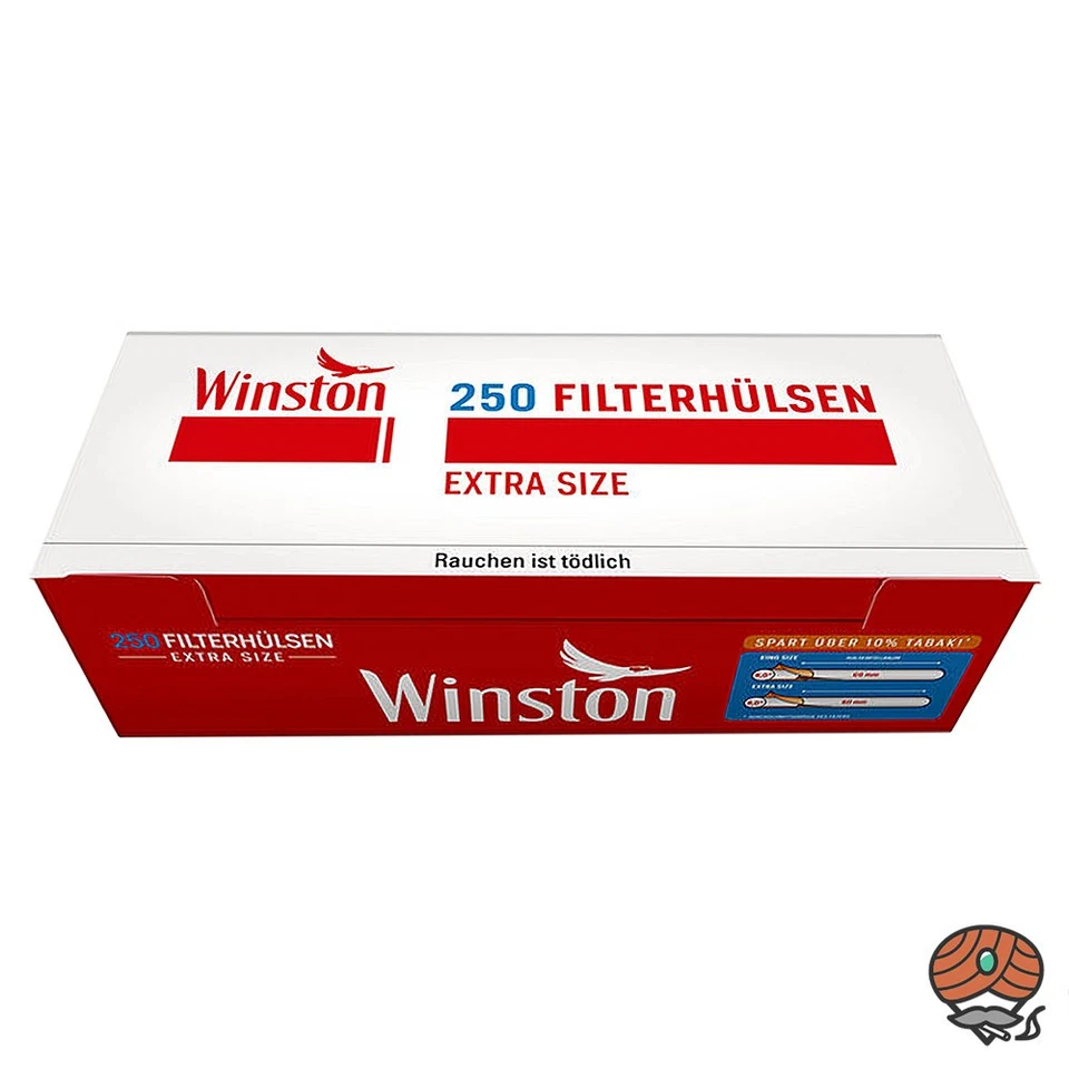 Winston Red/Rot Volumentabak Giant Box 2x 165g, 1750 Extra Hülsen, Zigarettenbox - Bild 3 von 4