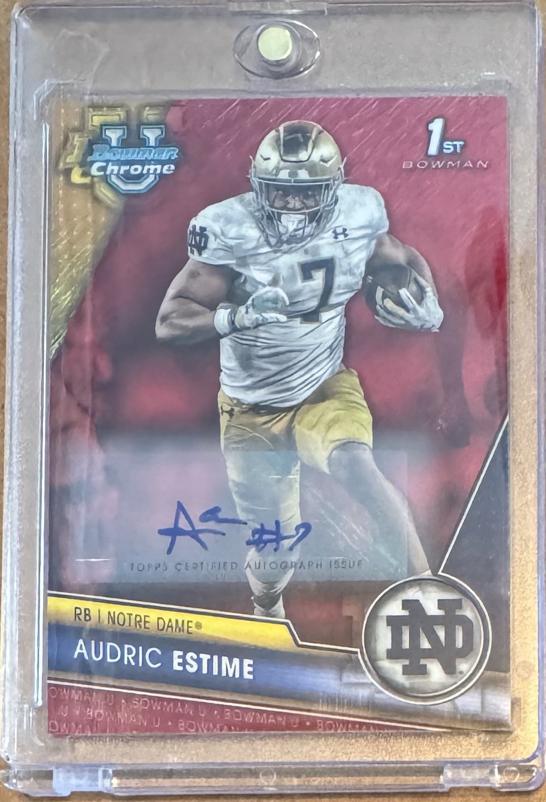 2023 Bowman Chrome U AUDRIC ESTIME Auto Red Refractor 3/5 1st Bowman Notre Dame