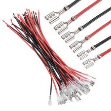 30Pcs Female Spade Crimp Terminal 2.8mm /4.8mm /6.30mm 20cm Wires New