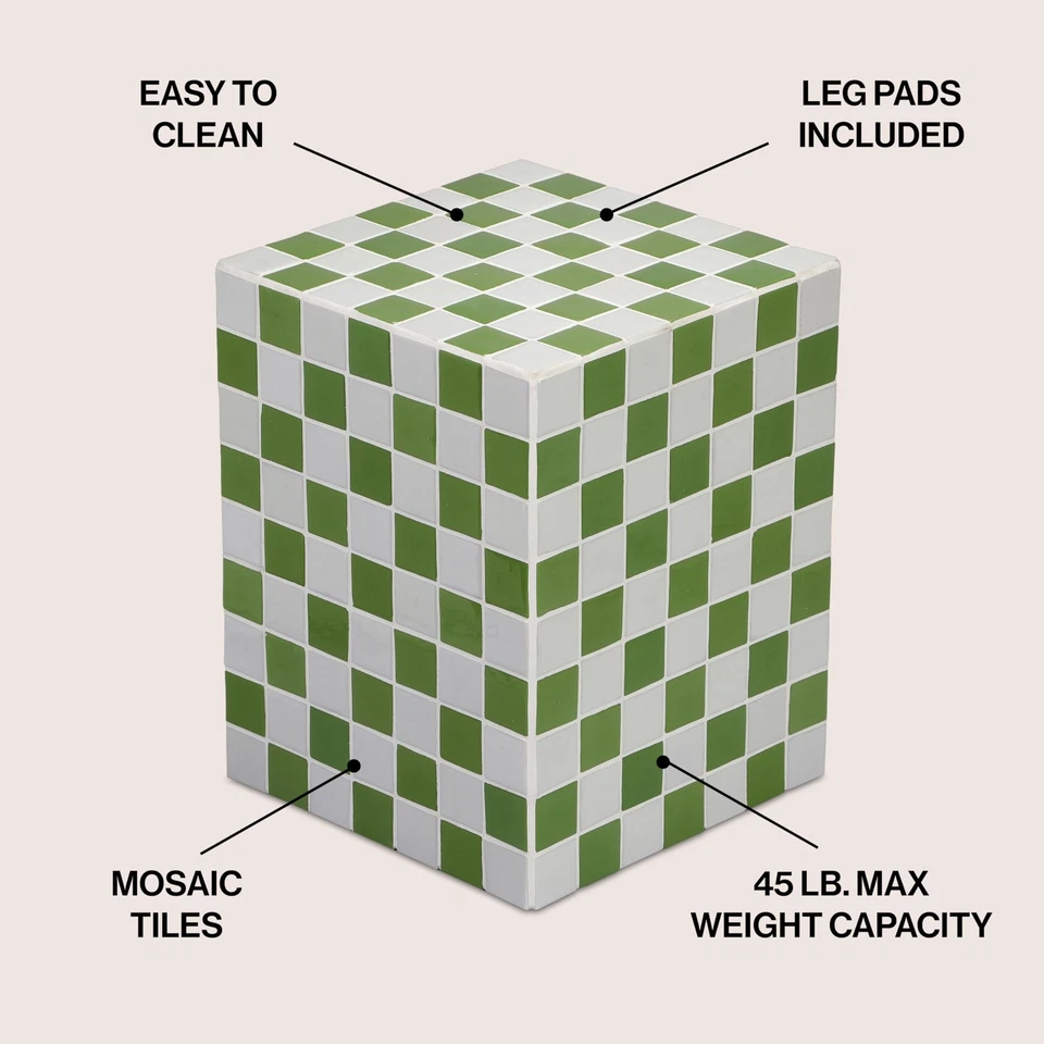 END2000J Callista 18" Moderna Bohemia Cerámica Azulejos Rectángulo Mesa auxiliar, Lateral... Foto 3 de 4