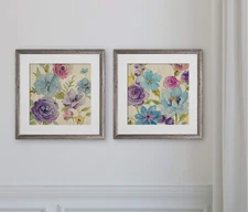 Wexford Home Flower Medley-2 Piece Set Art Print, Silver 16L" x 16W"