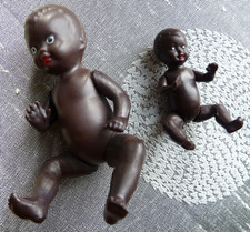 2 BAIGNEURS NOIRS E.S.WEST GERMANY  8 et 5 cm - COLLECTION POUPEES- années 50