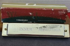 Vintage Suzuki Winner Harmonica 16 Holes w/ Box Japan   Chrome Tremolo