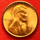 1948-S Lincoln Wheat Cent Penny GEM RED BU From an Original Bank Roll