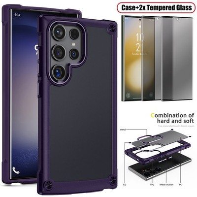 For Samsung Galaxy S23 Ultra Rugged Hard Case Cover / Tempered Glass Privacy