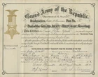 Post Civil War NH Grand Army Republic Transfer Card – Post No.42 – 1884 Document