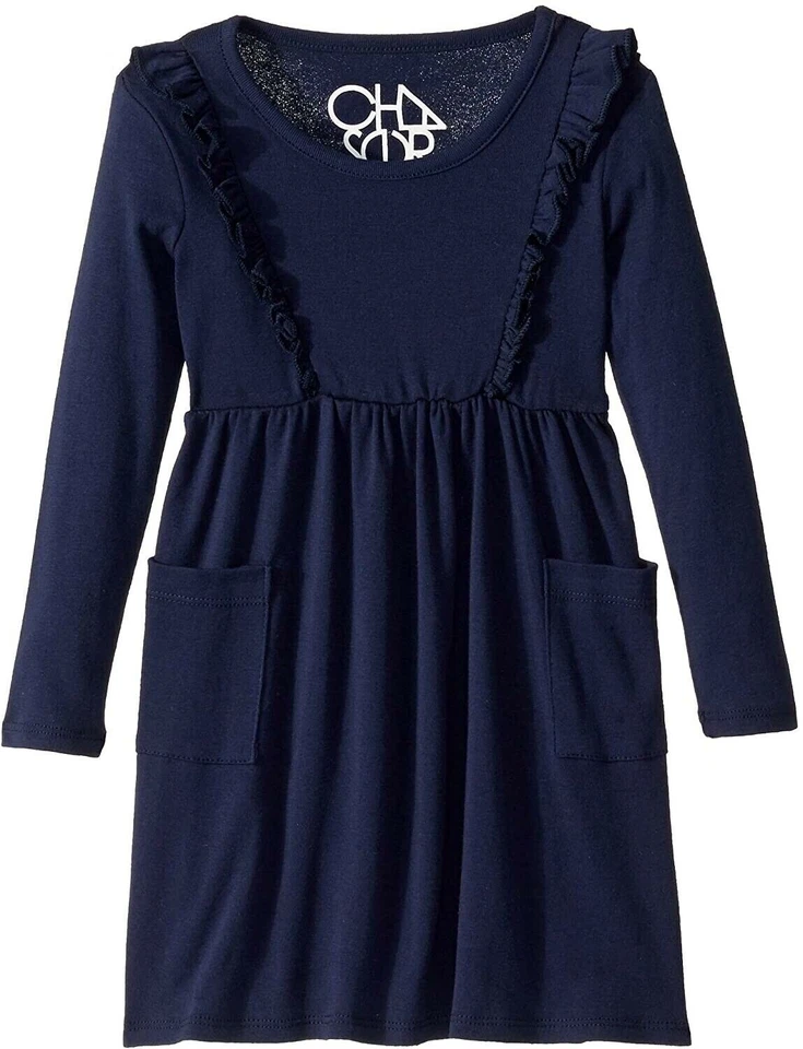 Vestido Chaser Niños 256842 Niña Bebé Acanalado Manga Larga Volantes Bolsillos Talla 3Y Foto 2 de 2