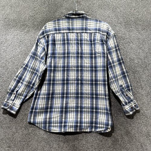 Eastern Mountain Sports Flannel Button Up Shirt Men Large Blue Plaid Long Sleeve - Picture 2 of 11
