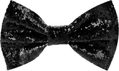 Black Sequin Bow Tie, Glitter Bow Tie, Shiny Bowtie Black Men'S Pre-Tied Bow Tie