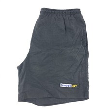 Vintage 90s Reebok Swim Trunk Shorts Size Large Black Embroidered Logo Mesh Net